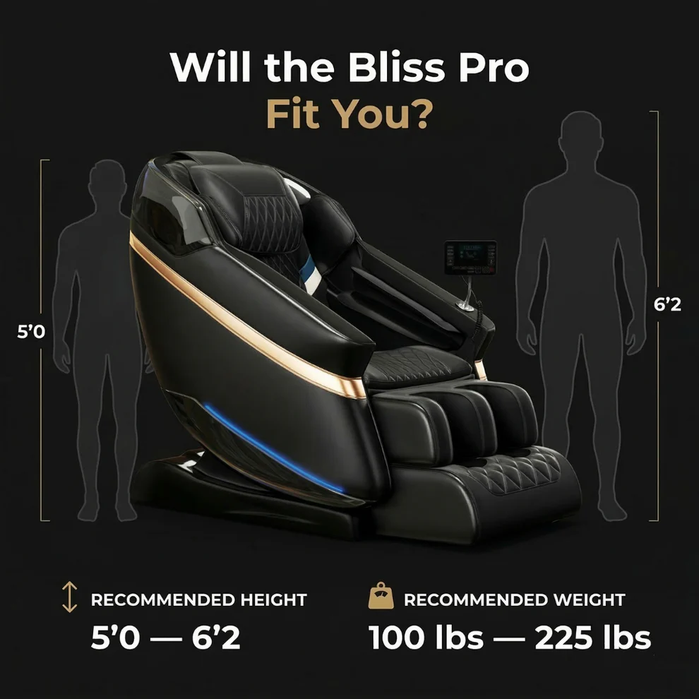 Bliss massage chair size and weight limits