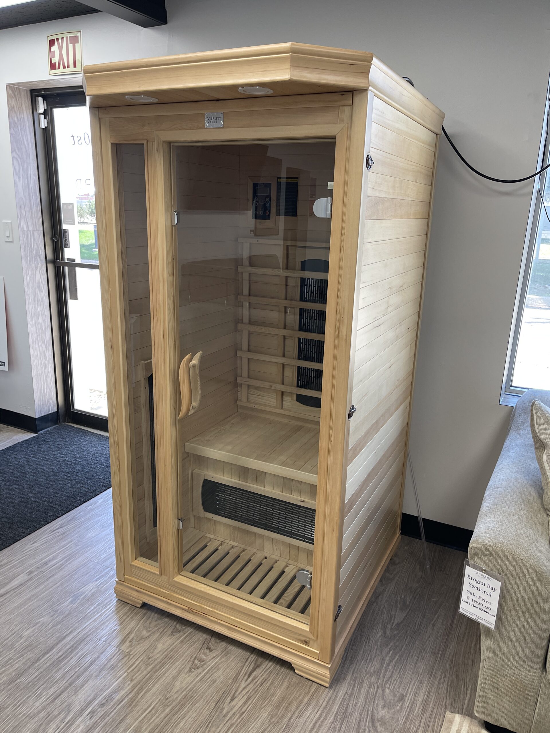 Haven Heat infrared sauna exterior view on display at Forward Furniture. Edmonton