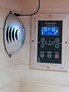 Haven Heat 1-person infrared sauna made of Canadian hemlock wood.